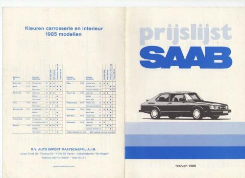 MY85 - Nieuwprijzen februari 1985