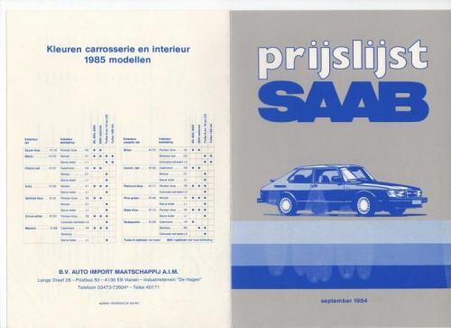 MY85 - Nieuwprijzen september 1984